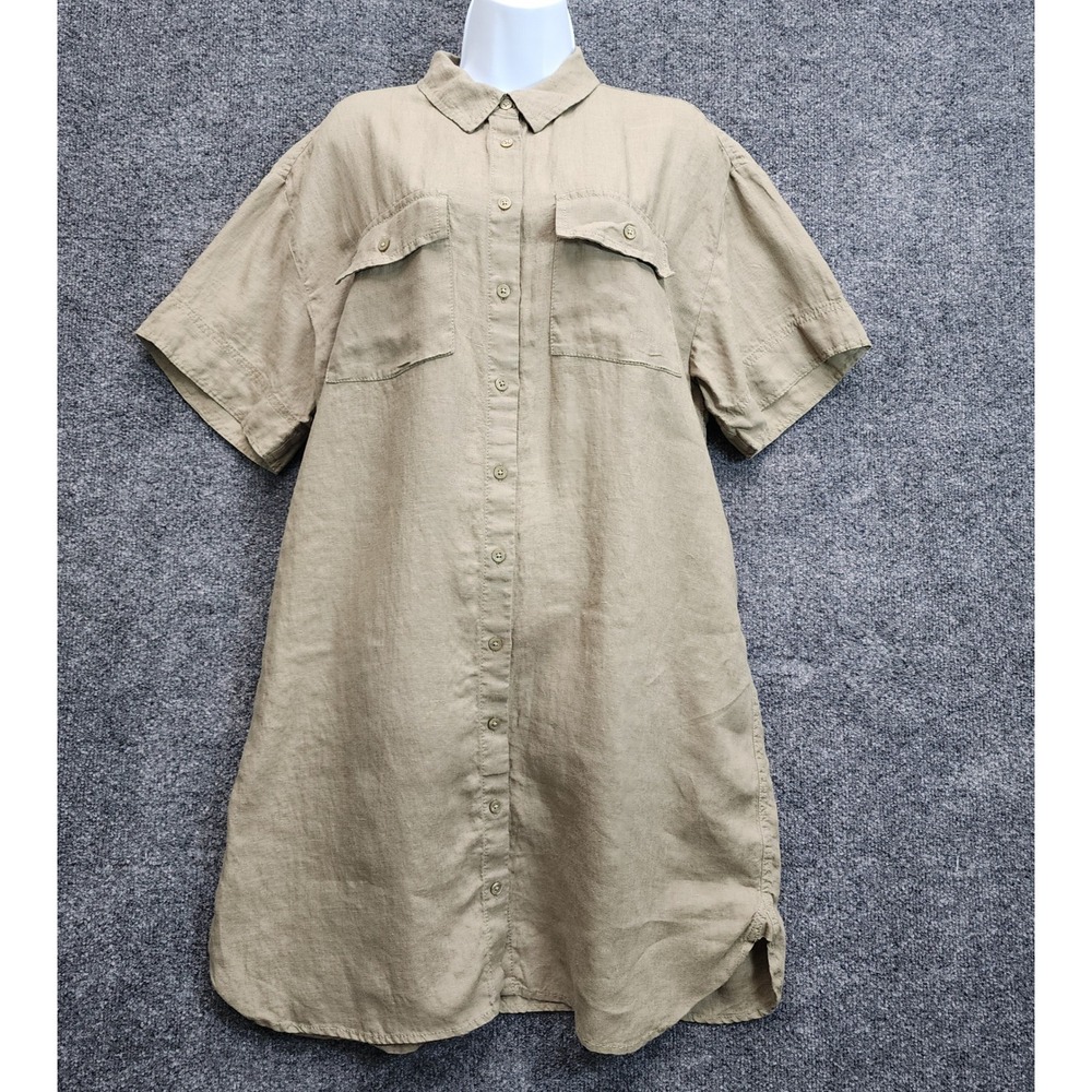 J.Crew Linen Safari Utility Mini Shirt Dress Womens M Coastal Grandma Minimalist